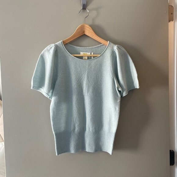 EUC Anthropologie Maeve Serena Cashmere Sweater Tee French Light Blue Size XS - Picture 2 of 4